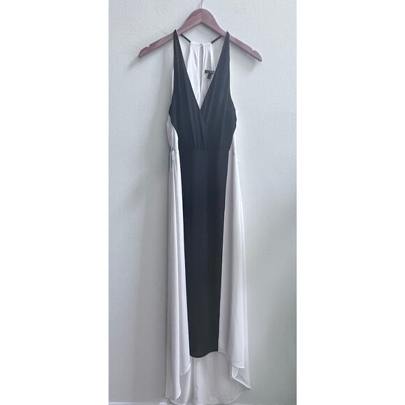 NEW Express Women's Black and White Halter Maxi Cocktail Dress Size 8 Minimalist - Picture 1 of 8